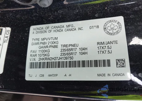 2018 Honda Cr-V Lx from USA, damaged, VIN 2HKRW2H27JH139750